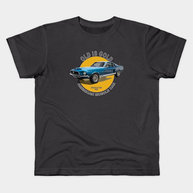 Shelby GT 500 American Muscle Car 60s 70s Old is Gold Kids T-Shirt by Jose Luiz Filho